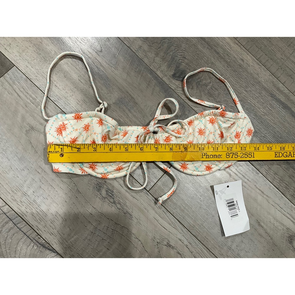 Dippin' Daisy's Emma Bikini Top Sun Print Underwire Cream Orange Large - Picture 3 of 6